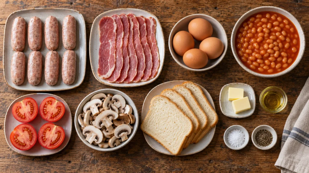 Everything you need for a hearty full English breakfast. 🍳