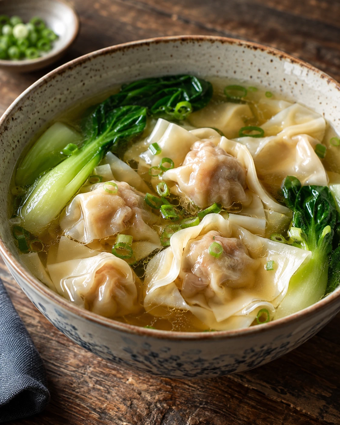 Golden Wonton Soup with Bok Choy